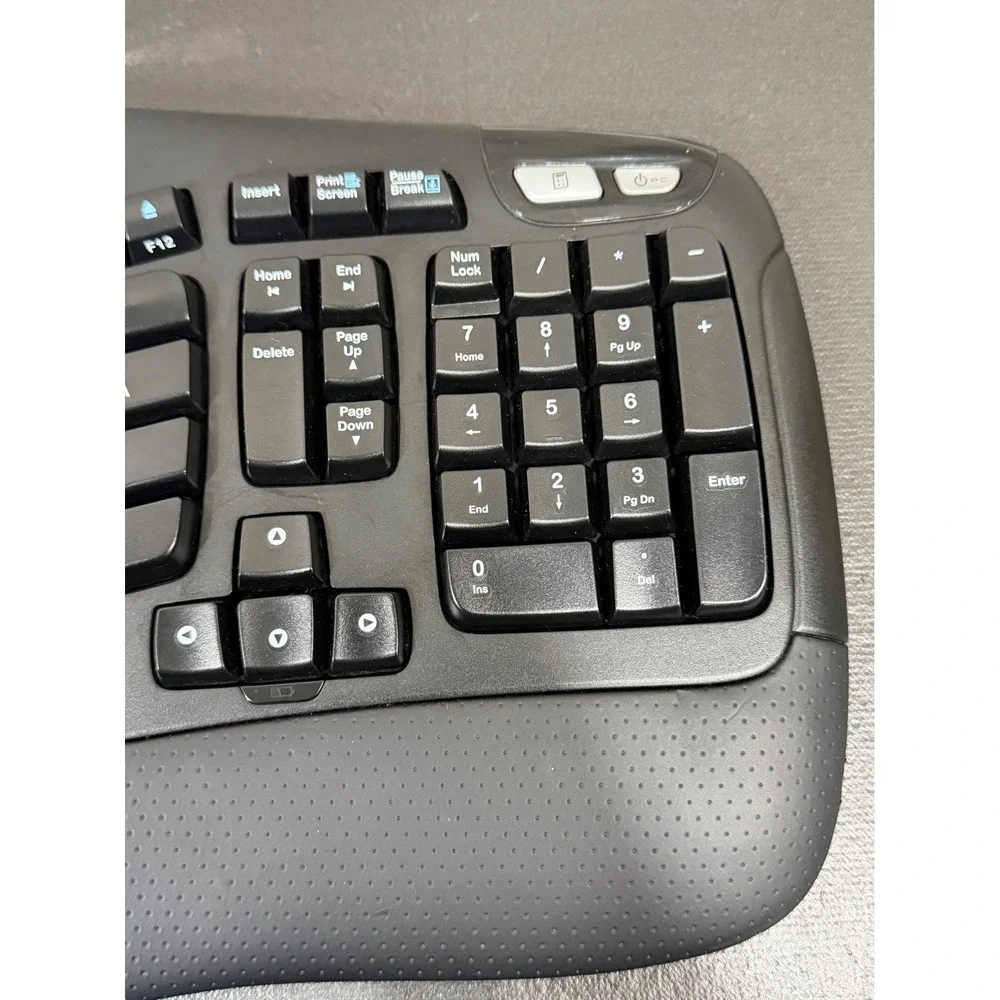 Logitech K350 Wireless Wave Keyboard Black Ergonomic Full Size Media Keys Dongle